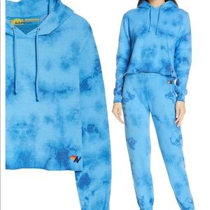 Aviator Nation Tie Dye Crop Hoodie and Pants Set